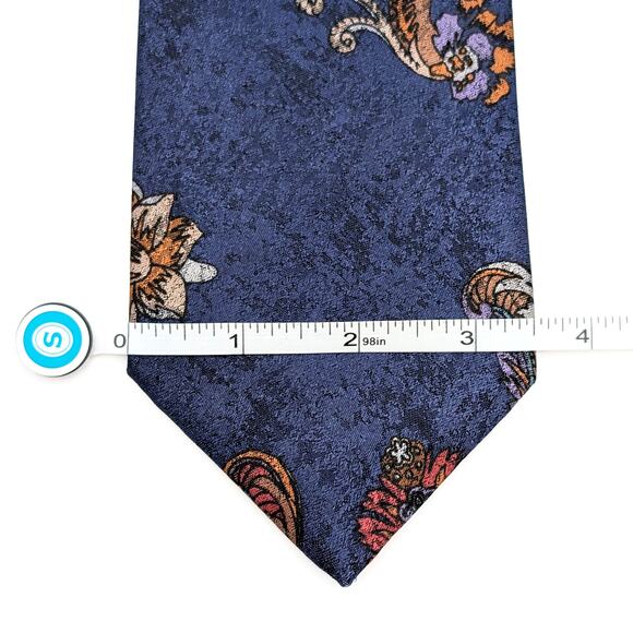 Vintage London Fog Mens Tie Paisley Floral Jewel Tones Ornate 1980s Made in USA - Picture 8 of 9